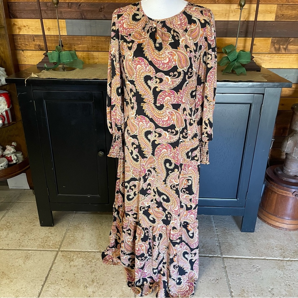 Who What Wear Paisley Long Sleeve Maxi Dress